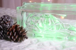 50-light 5mm Green LED Christmas Lights, 4" Spacing White Wire -Decorative Lighting Store glass block green led 111617