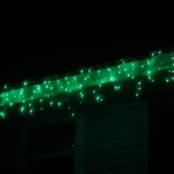 100-light M5 Green LED Icicle Lights, White Wire 12 100-light M5 Green LED Icicle Lights, White Wire -Decorative Lighting Store green 5mm led icicle lights white wire