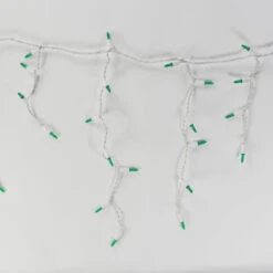 100-light M5 Green LED Icicle Lights, White Wire 10 100-light M5 Green LED Icicle Lights, White Wire -Decorative Lighting Store green M5 led icicle lights white wire a