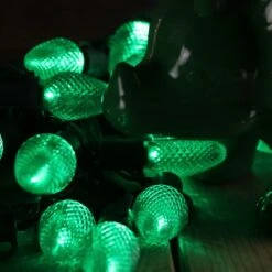 25-light C7 Green LED Christmas Lights, 8" Spacing Green Wire -Decorative Lighting Store green c7 led christmas lights 080518