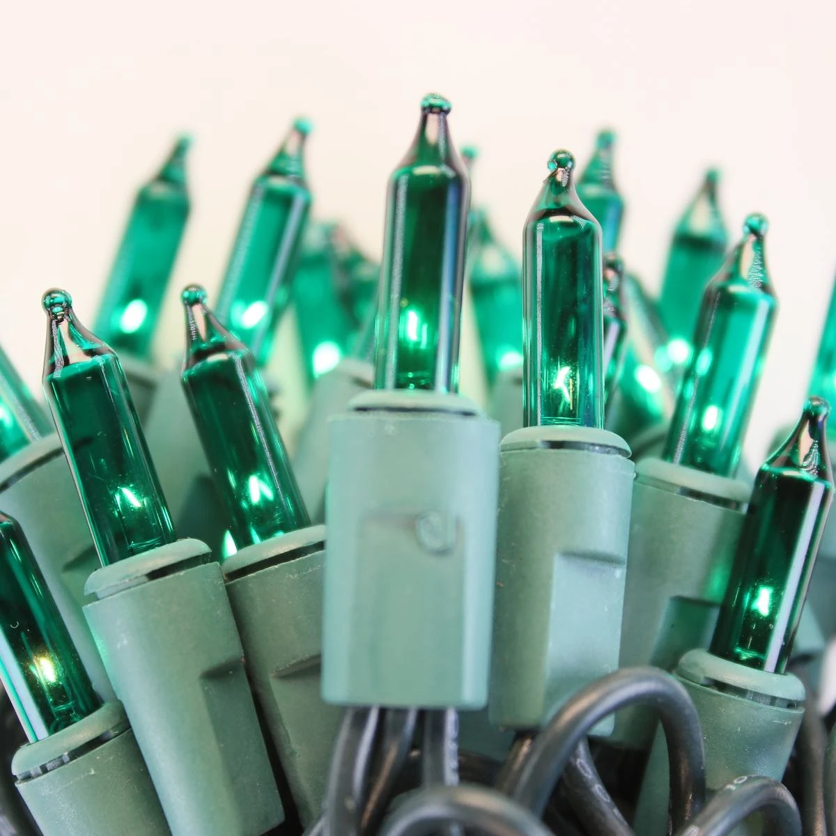 100-bulb Green Mini Lights, 4" Spacing, Green Wire 3 100-bulb Green Mini Lights, 4" Spacing, Green Wire