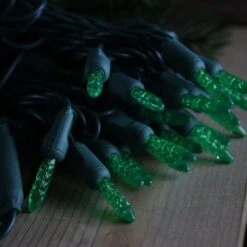 50-light M5 Green LED Christmas Lights, 4" Spacing Green Wire Wire -Decorative Lighting Store green m5 led christmas lights 080518b