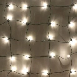 100-light M5 Warm White LED Net Lights, Green Wire