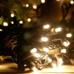 50-light 5mm Warm White LED Christmas Lights, 6" Spacing Brown Wire -Decorative Lighting Store led lights brown wire