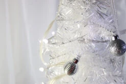 50-light 5mm Pure White LED Christmas Lights, 4" Spacing White Wire -Decorative Lighting Store led white craft lights 111717