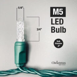 50-light M5 Blue LED Christmas Lights, 4" Spacing Green Wire Wire -Decorative Lighting Store m5 led bulb shape size d04d518d cec3 4b5f b908 e2da3bc93ab8