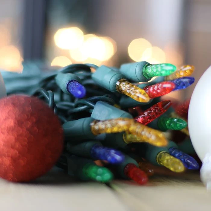 50-light M5 Multicolor LED Christmas Lights, 4" Spacing Green Wire 4 50-light M5 Multicolor LED Christmas Lights, 4" Spacing Green Wire - Image 2