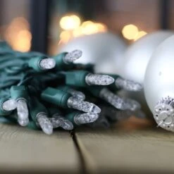 50-light M5 Pure White LED Christmas Lights, 4" Spacing Green Wire 11 50-light M5 Pure White LED Christmas Lights, 4" Spacing Green Wire -Decorative Lighting Store m5 pure white led christmas light 82818a