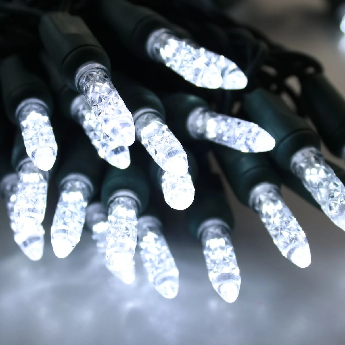 50-light M5 Pure White LED Christmas Lights, 6" Spacing Green Wire 2 50-light M5 Pure White LED Christmas Lights, 6" Spacing Green Wire