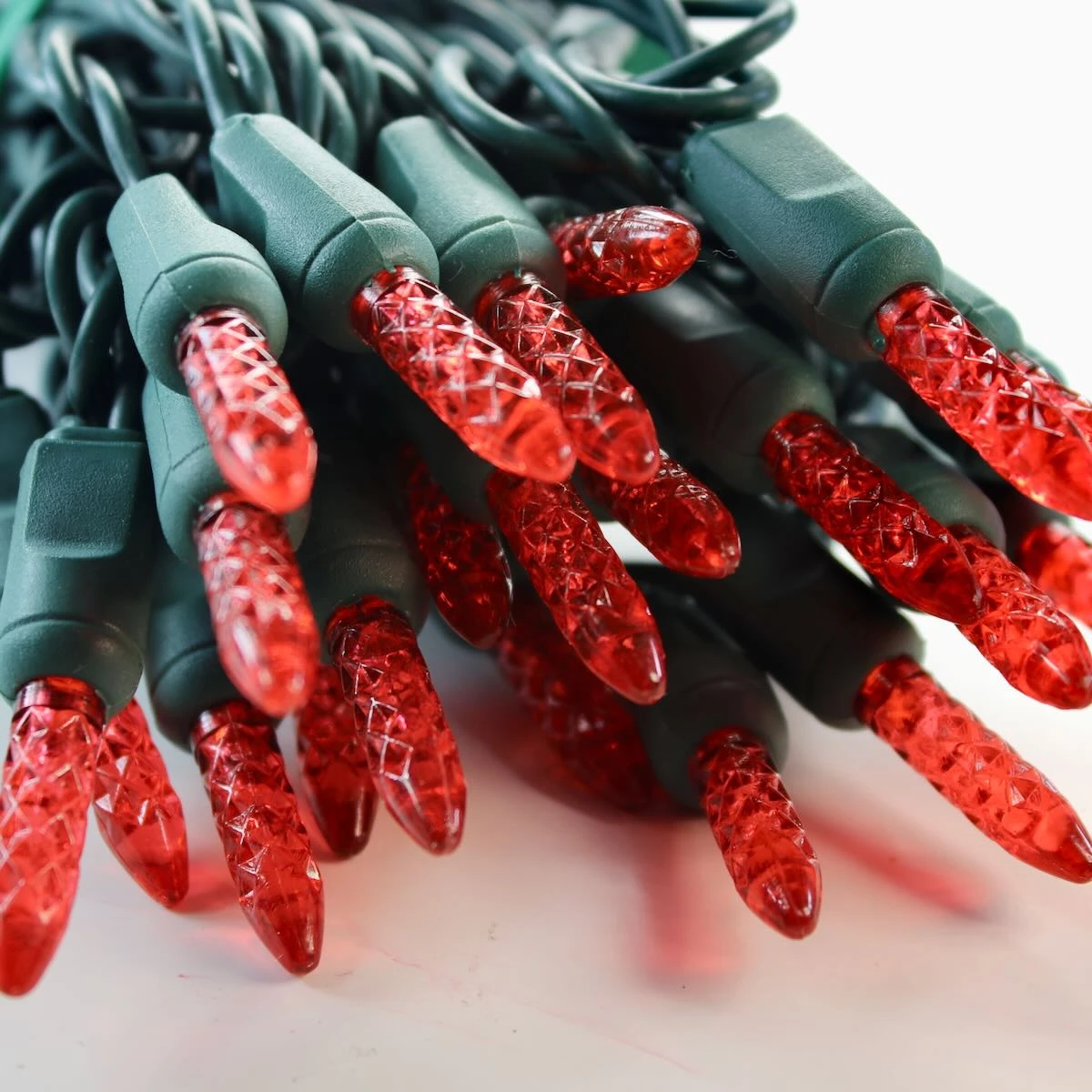 50-light M5 Red LED Christmas Lights, 4" Spacing Green Wire 4 50-light M5 Red LED Christmas Lights, 4" Spacing Green Wire - Image 2