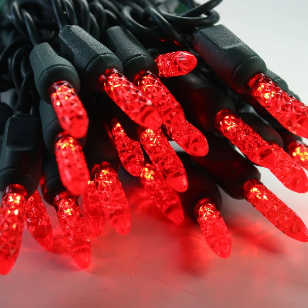 50-light M5 Red LED Christmas Lights, 4" Spacing Green Wire 3 50-light M5 Red LED Christmas Lights, 4" Spacing Green Wire