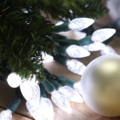 50-light C6 Pure White LED Christmas Lights, 4" Spacing Green Wire 9 50-light C6 Pure White LED Christmas Lights, 4" Spacing Green Wire -Decorative Lighting Store m6 pure white led on 20green wore 11618