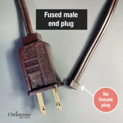 C7 (E12) 50' Cord 12" Spacing, White SPT-1 Wire -Decorative Lighting Store maleendplugwithfuse 7a5e1133 d75b 4beb 8066 4fc759b1a2f9