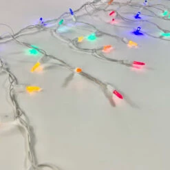 100-light M5 Multicolor LED Icicle Lights, White Wire 12 100-light M5 Multicolor LED Icicle Lights, White Wire -Decorative Lighting Store multi led m5 icicle lights white wire