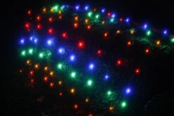 100-light Multicolor 5mm LED Net Lights, Green Wire -Decorative Lighting Store multi led net lights wide 110619