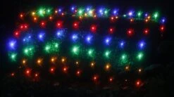 100-light Multicolor 5mm LED Net Lights, Green Wire -Decorative Lighting Store multi led net lights wide 110619a