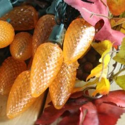 25-light C9 Orange LED Christmas Lights, 8" Spacing Green Wire -Decorative Lighting Store orange c9 led christmas lights 080518b