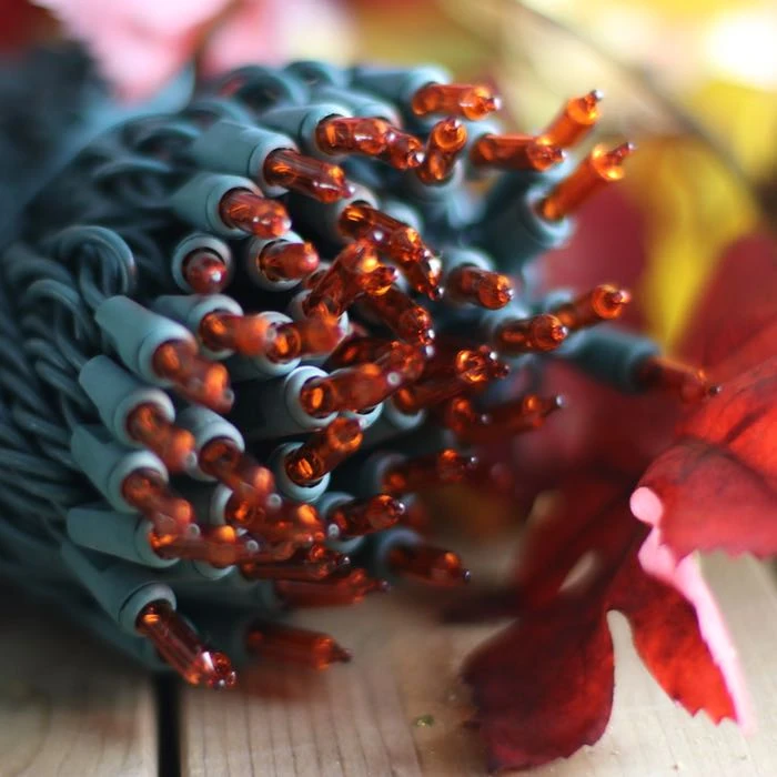 100-bulb Orange Mini Lights, 6" Spacing, Green Wire 9 100-bulb Orange Mini Lights, 6" Spacing, Green Wire - Image 7