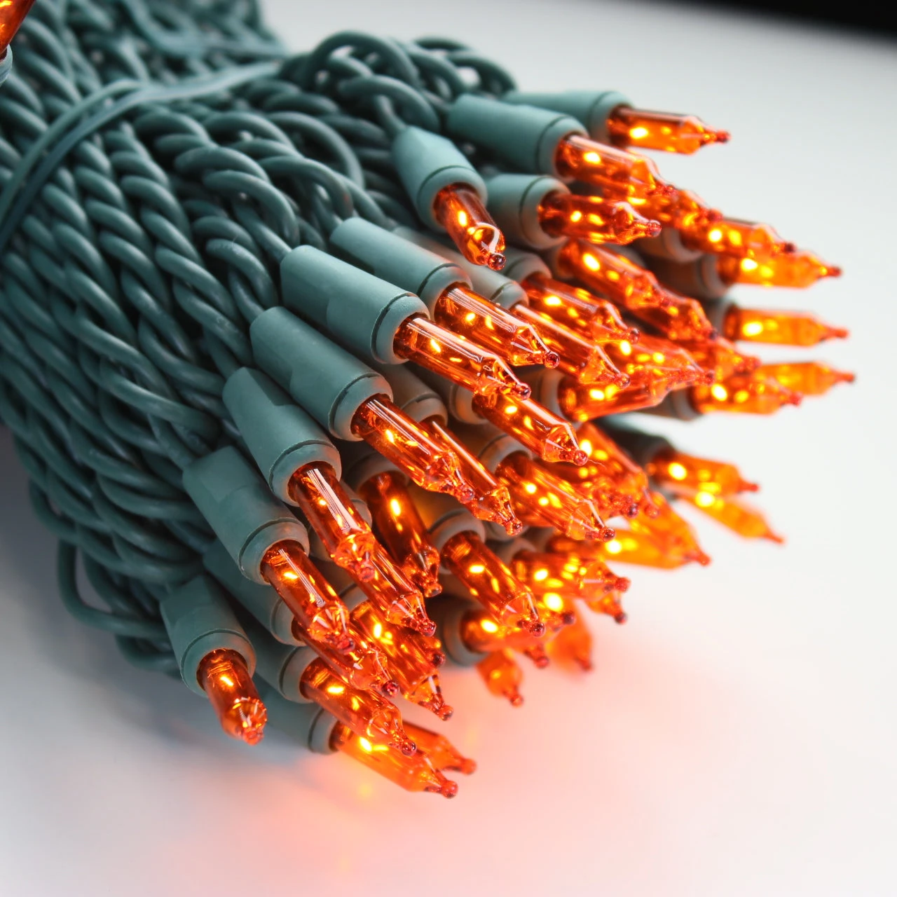 100-bulb Orange Mini Lights, 6" Spacing, Green Wire 6 100-bulb Orange Mini Lights, 6" Spacing, Green Wire - Image 4