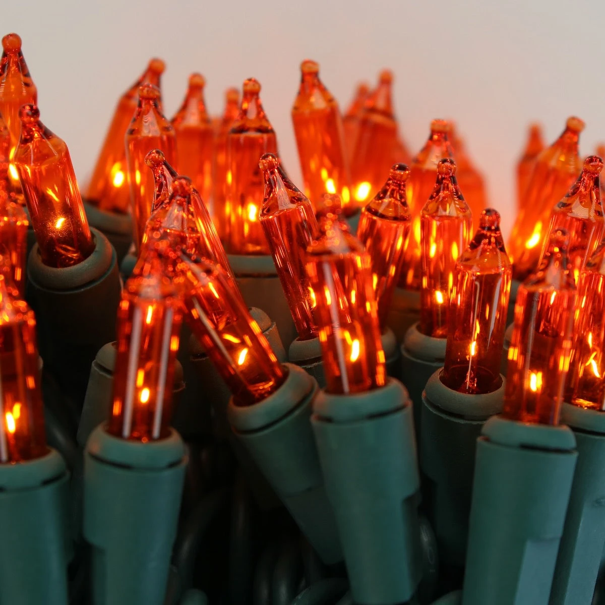 100-bulb Orange Mini Lights, 6" Spacing, Green Wire 3 100-bulb Orange Mini Lights, 6" Spacing, Green Wire