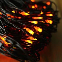 150-bulb Opaque Orange Net Lights, Black Wire -Decorative Lighting Store orange net light bundled 82818