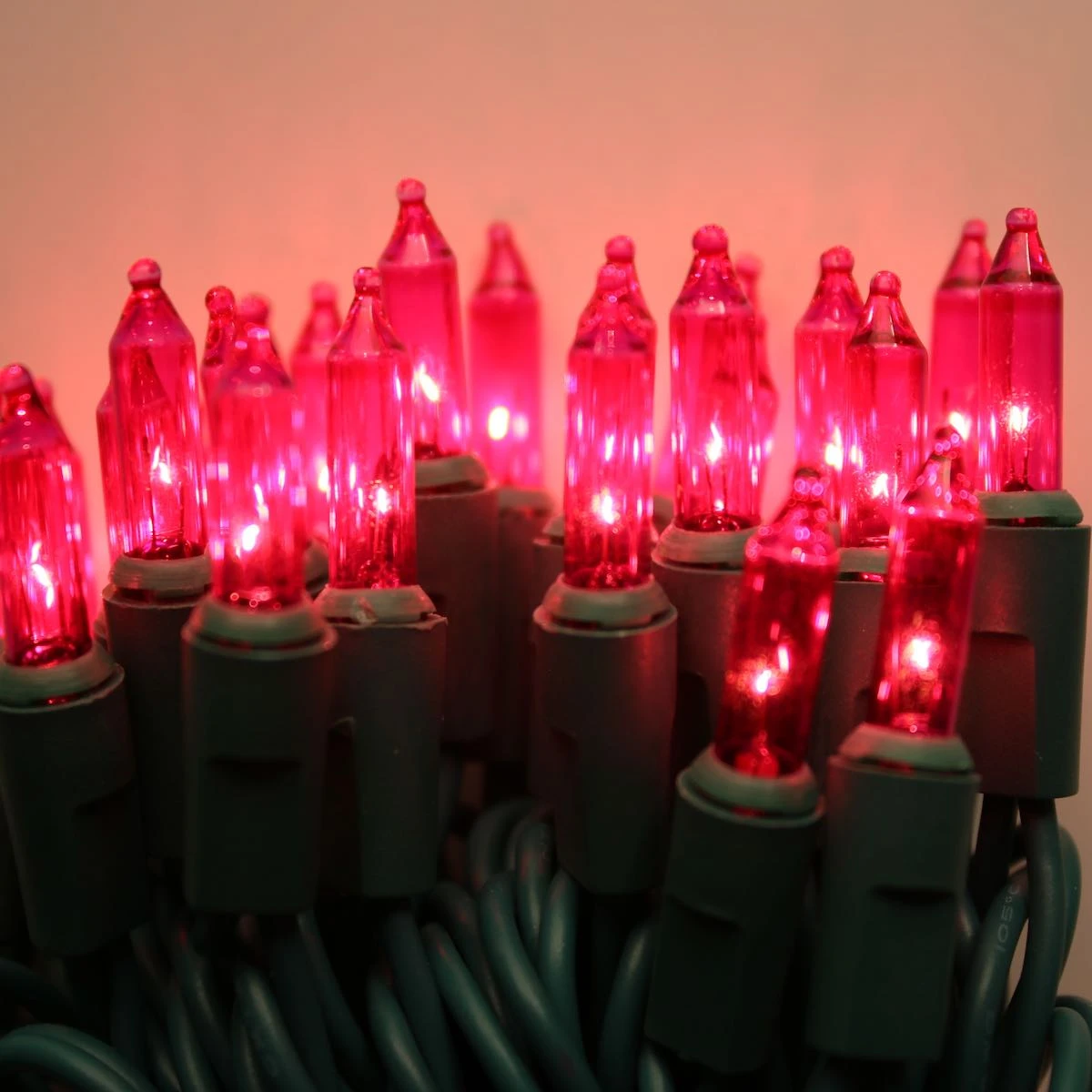 100-bulb Pink Mini Lights, 6" Spacing, Green Wire 3 100-bulb Pink Mini Lights, 6" Spacing, Green Wire