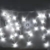 100-light M5 Pure White LED Icicle Lights, White Wire -Decorative Lighting Store pure white M5 led icicle lights white wire c