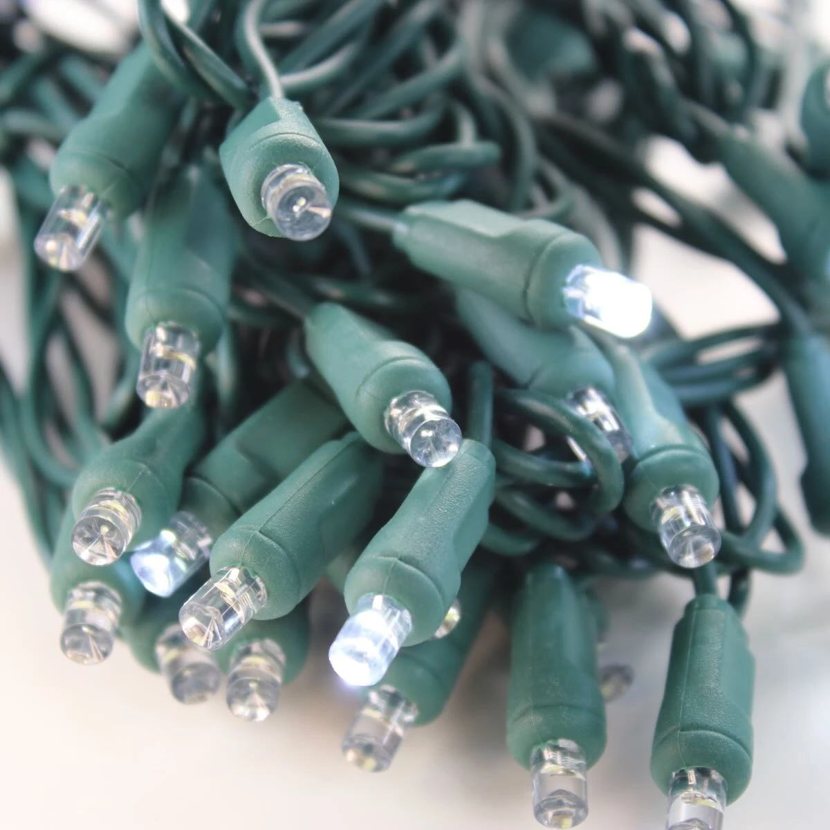 50-light 5mm Pure White Strobe LED Christmas Lights, 4" Spacing Green Wire 3 50-light 5mm Pure White Strobe LED Christmas Lights, 4" Spacing Green Wire