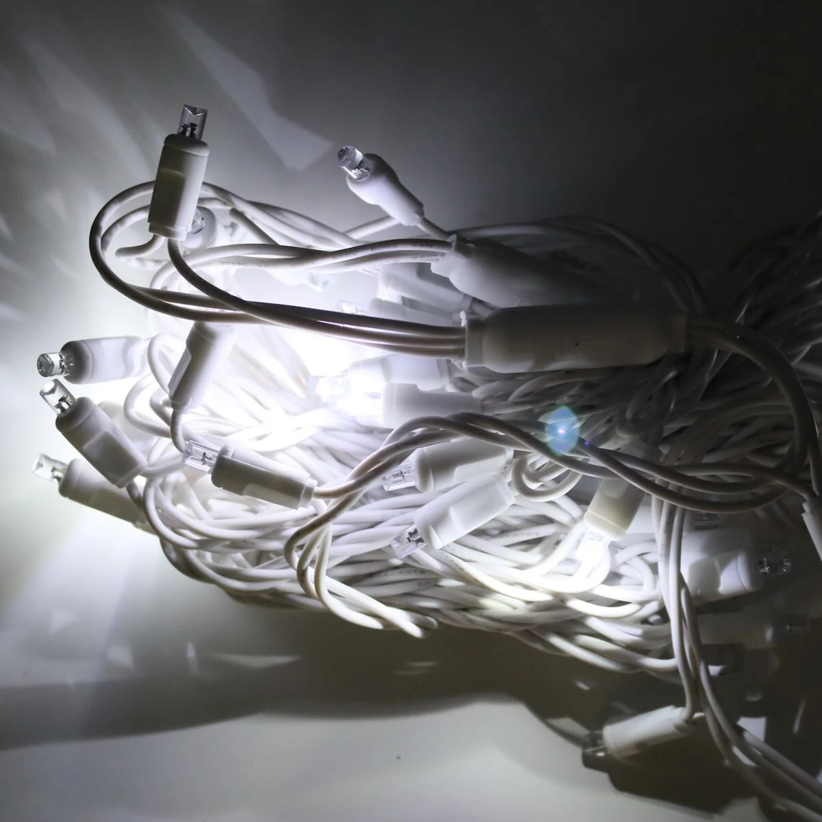 50-light 5mm Pure White Strobe LED Christmas Lights, 4" Spacing White Wire 3 50-light 5mm Pure White Strobe LED Christmas Lights, 4" Spacing White Wire