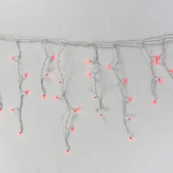 100-light Red 5mm LED Icicle Lights, White Wire
