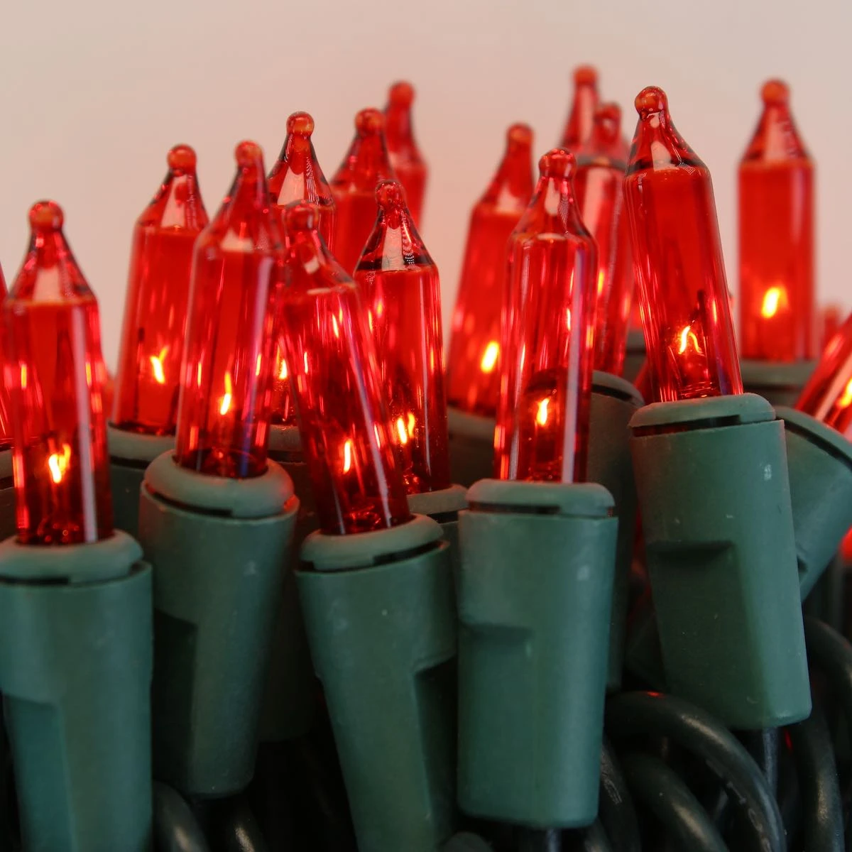 Red Commercial Mini Lights, Green Wire 3 Red Commercial Mini Lights, Green Wire