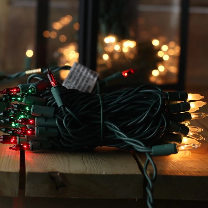 100-bulb Red Green Clear Frost Mini Lights, 6" Spacing, Green Wire 9 100-bulb Red Green Clear Frost Mini Lights, 6" Spacing, Green Wire - Image 7