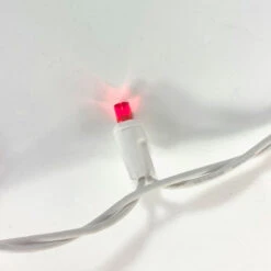 100-light Red 5mm LED Icicle Lights, White Wire 11 100-light Red 5mm LED Icicle Lights, White Wire -Decorative Lighting Store red led 5mm icicle lights white wire closeup