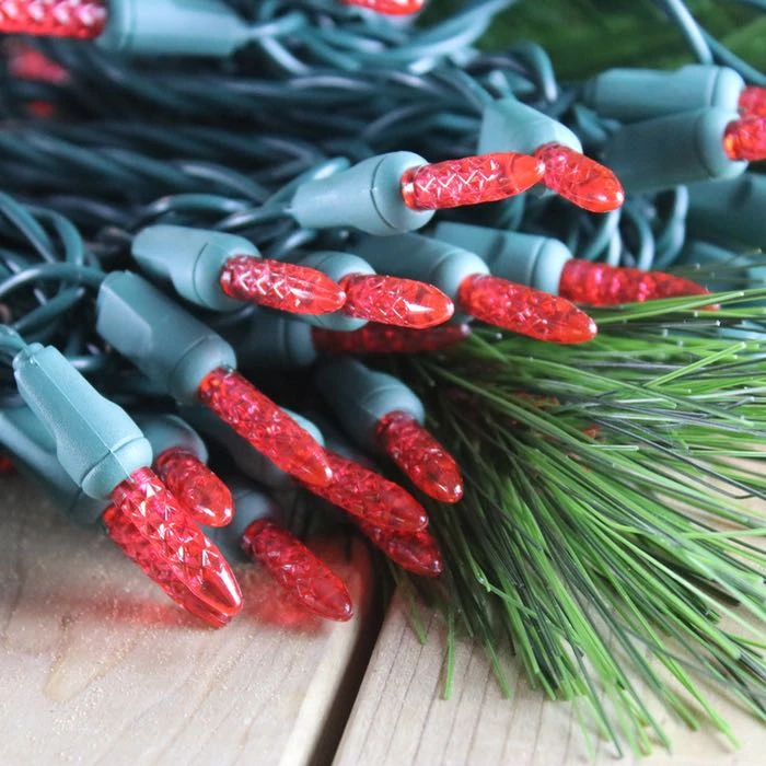 50-light M5 Red LED Christmas Lights, 4" Spacing Green Wire 6 50-light M5 Red LED Christmas Lights, 4" Spacing Green Wire - Image 4