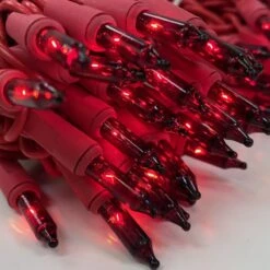 100-bulb Red Mini Lights, 2.5" Spacing,Red Wire -Decorative Lighting Store red minilights red wire d
