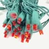 50-light 5mm Red Strobe LED Christmas Lights, 4" Spacing Green Wire -Decorative Lighting Store red strobe green wire a