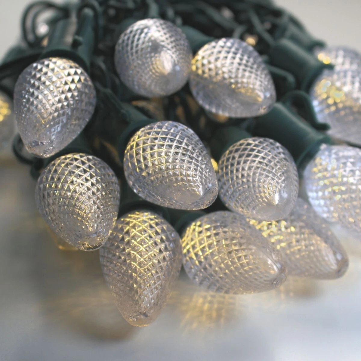 25-light C7 Warm White LED Christmas Lights, 8" Spacing Green Wire 4 25-light C7 Warm White LED Christmas Lights, 8" Spacing Green Wire - Image 2