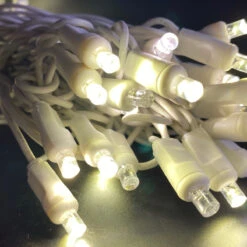 50-light 5mm Warm White Twinkle LED Christmas Lights, 6" Spacing White Wire