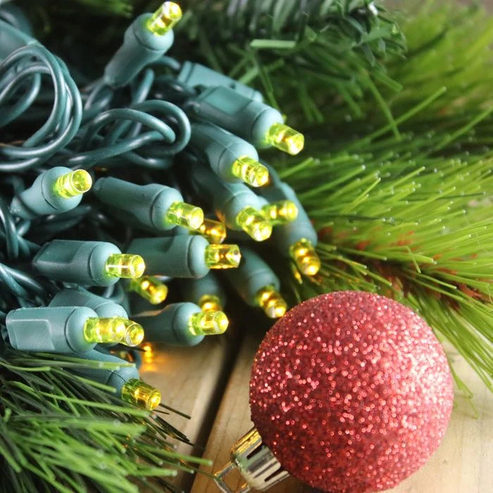 50-light 5mm Yellow LED Christmas Lights, 4" Spacing Green Wire 7 50-light 5mm Yellow LED Christmas Lights, 4" Spacing Green Wire - Image 5