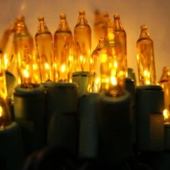 100-bulb Yellow MiniLights, 4" Spacing, Green Wire -Decorative Lighting Store yellow glass mini lights green wire c